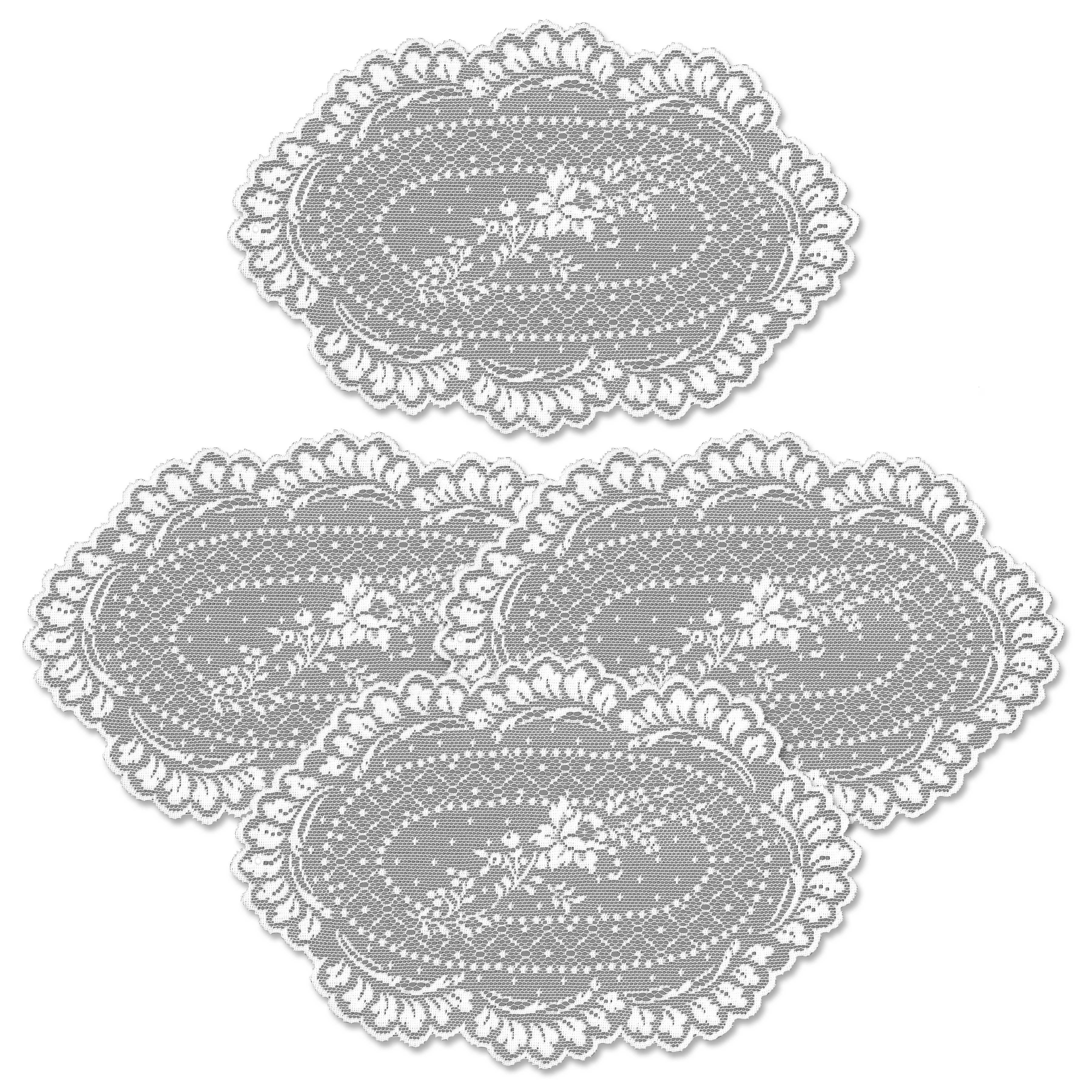 Heritage Lace - Wholesale Doily - Floret 8x12 White Lace Doily Set of 4 1