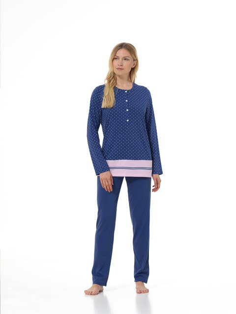 Långärmad pyjamas för kvinnor, långa byxor, LQ175054 för wholesale av Linclalor S.P.A.