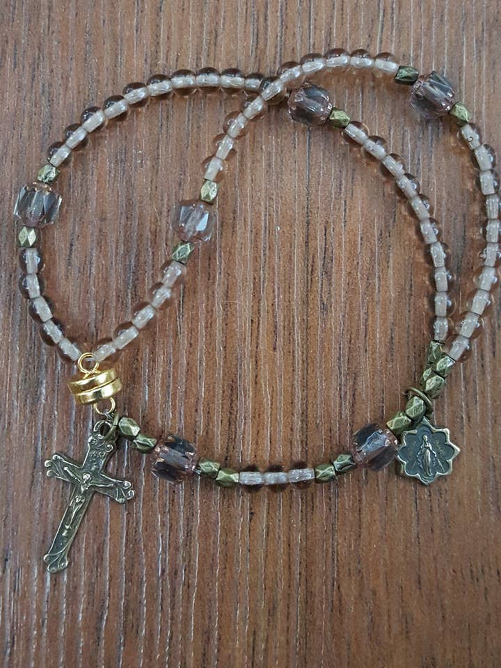 Smoky Czech Glass Wrist Rosary for wholesale by MG Rosary