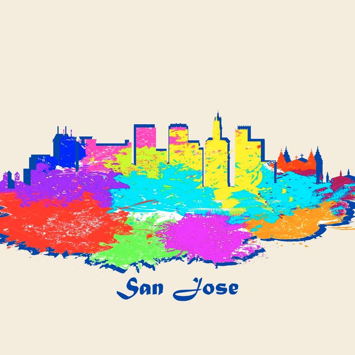 City Of San Jose Skyline Poster Watercolor Art for wholesale by BMS BIZ