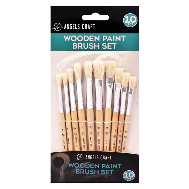 Juego de Pinceles de Madera 10 unidades – Tamaños Surtidos para venta al por mayor de Angels Craft