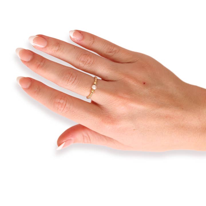 Sutton Perlenring in Gold für den Großhandel von Beaded Blondes