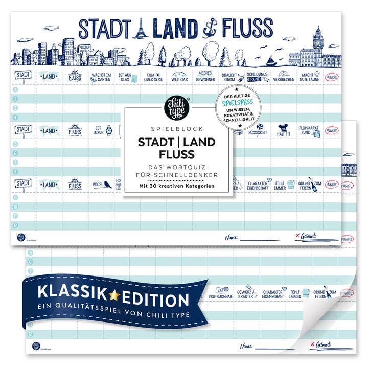 Stadt-Land-Fluss Classic Edition DIN A3 pour la vente par chili type