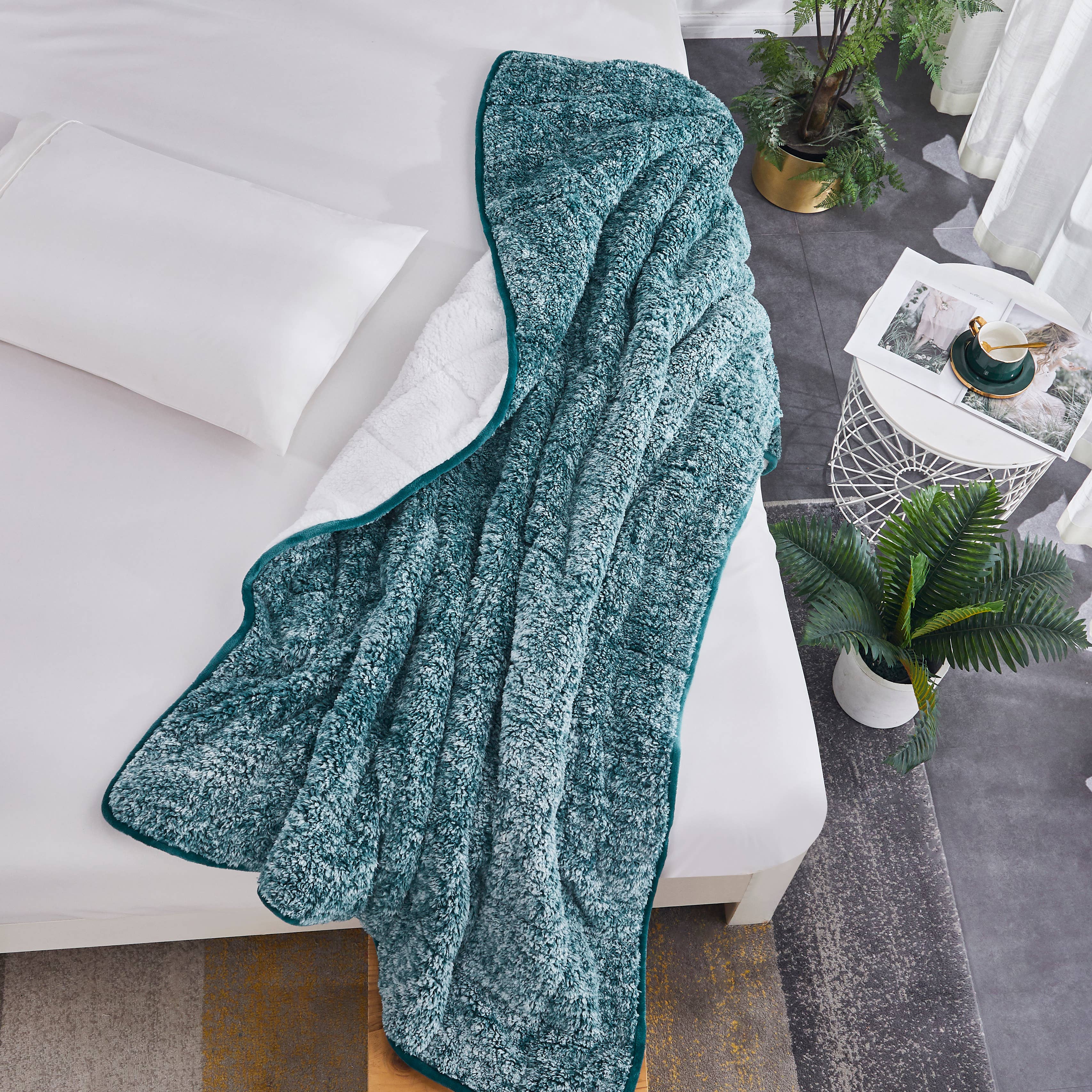 Sutton Home Fashions LLC – Manta para sofá por atacado – Cobertor de lance ponderado Teddy Sherpa16