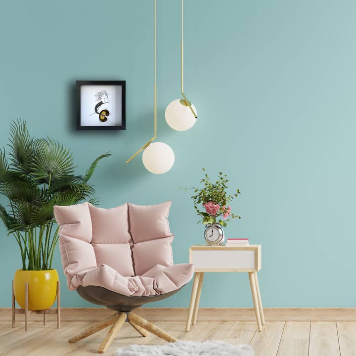 Isms - Wholesale Art Print - Mermaid on Rock Framed Art with Real Butterfly Wings2