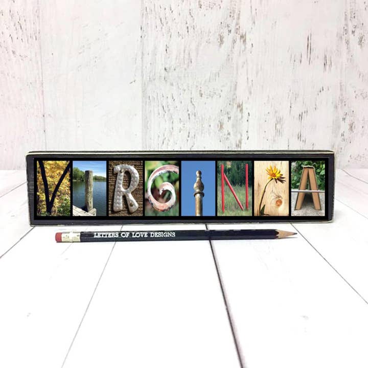 Letters Of Love Designs - Wholesale Sign - Virginia Gifts, Virginia Sign, Virginia Art, State Name Sign1