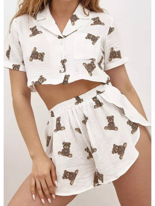 Blanco Teddy - Conjunto de Salón Recortado de Dos Piezas de venta al por mayor en Faire