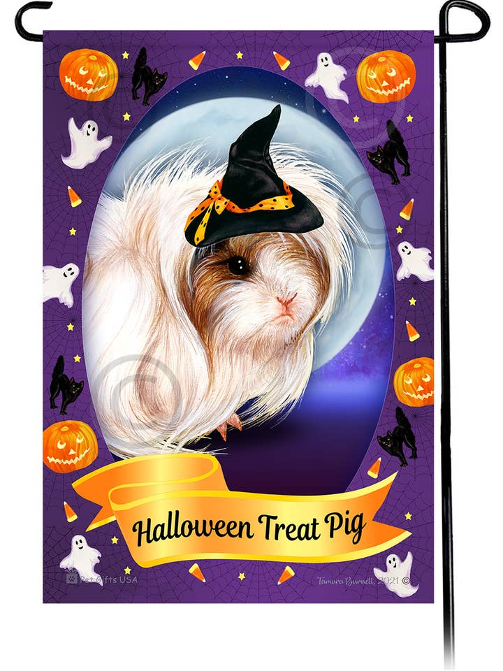 Peruvian Guinea Pig - Halloween Howls Garden Flag for wholesale by Pet Gifts USA, LLC