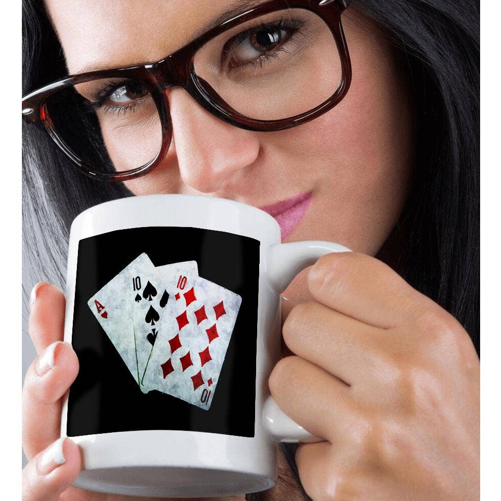3dRose – Großhandel Kaffeebecher – 3dRose, Blackjack Einundzwanzig Kombination - Ass, Zehn und Zehn, Tasse9