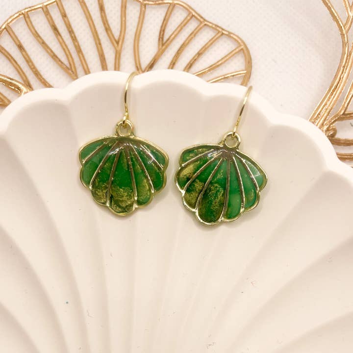 Marina Designs - Vendita all'ingrosso Orecchini pendenti - orecchini a goccia a forma di conchiglia, color acqua, argilla polimerica e resina5