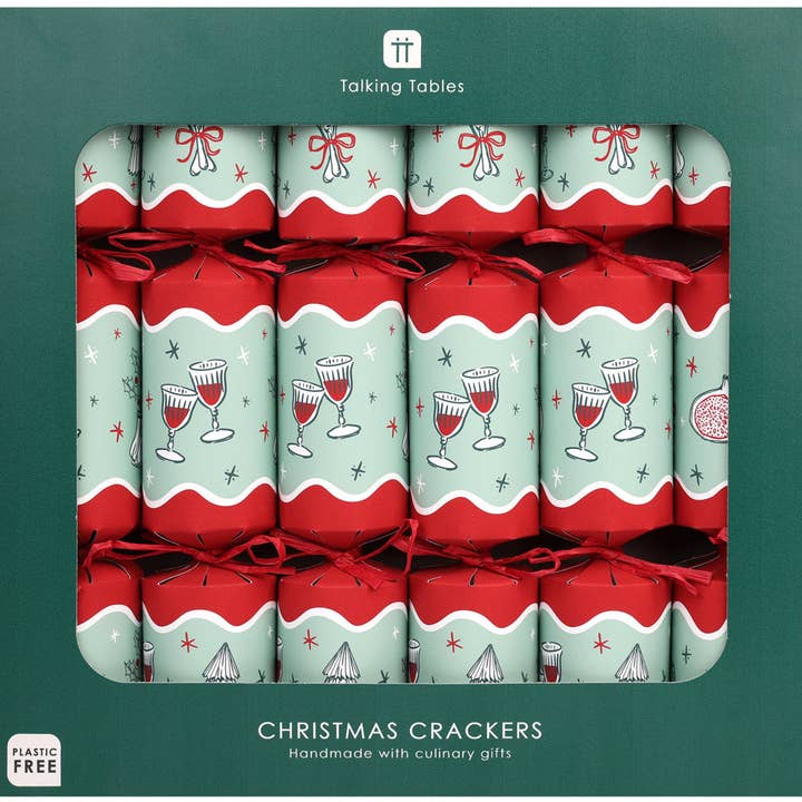 Bon Noel Green Christmas Crackers - 6 Pack for wholesale by Talking Tables EU