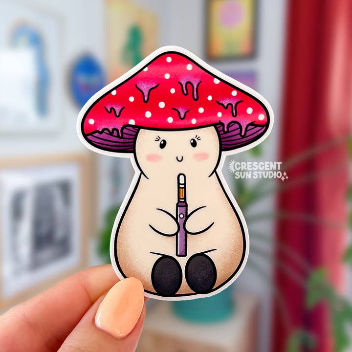 Adesivo Fungo Rosa Stoner, Adesivo Dispensario Penna Dab per la vendita all'ingrosso da parte di Crescent Sun Studio