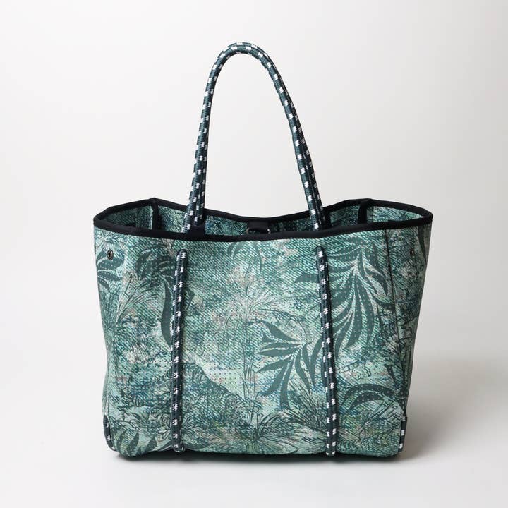 EVERYDAY TOTE JUNGLE FEVER DENIM GREEN for wholesale by Pop Ups Brand