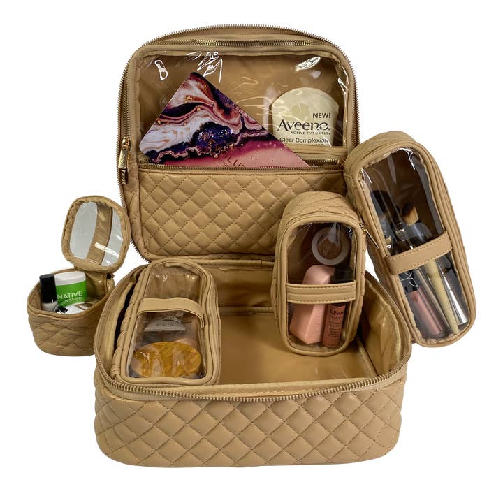 PurseN (new) - Vente Trousses de maquillage/cosmétique - Mini Diva Trousse de Maquillage - Matelassé Nude1