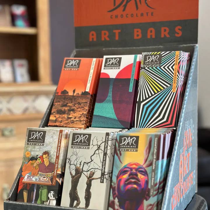 Dar Chocolate - Wholesale Chocolate Bar - Art Bar: Wild Orange 72% Dark Chocolate Bar Vegan -Mixed Art