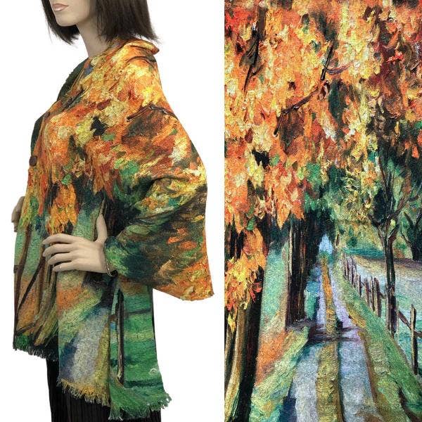 The Magic Scarf Company - Wholesale Poncho - Women's - 3235 - Nubby Art Design Button Shawls