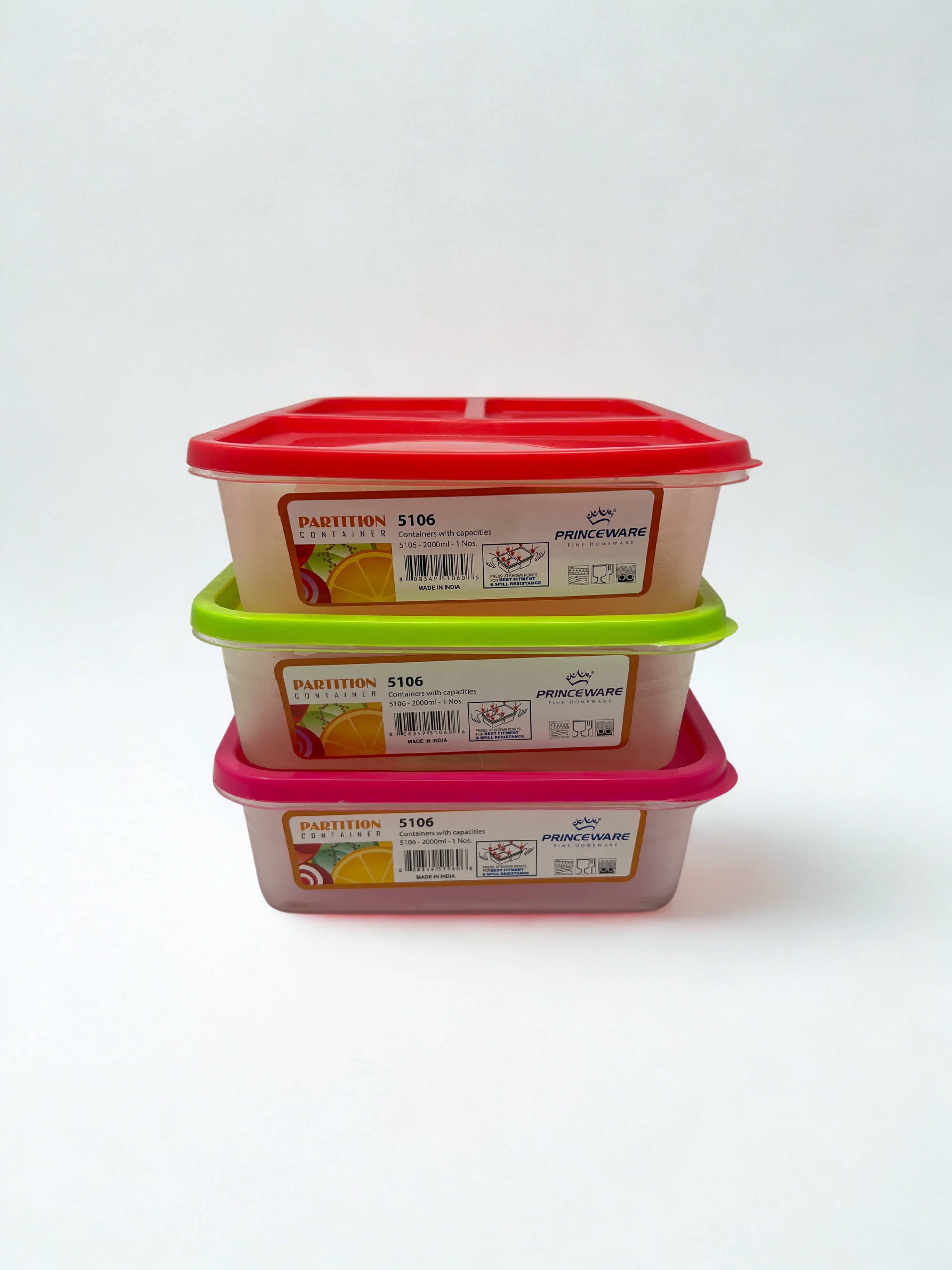 USA HomeMax - Vendita all'ingrosso Contenitori per alimenti - Contenitore per alimenti a 3 scomparti da 2000 ml, colori assortiti