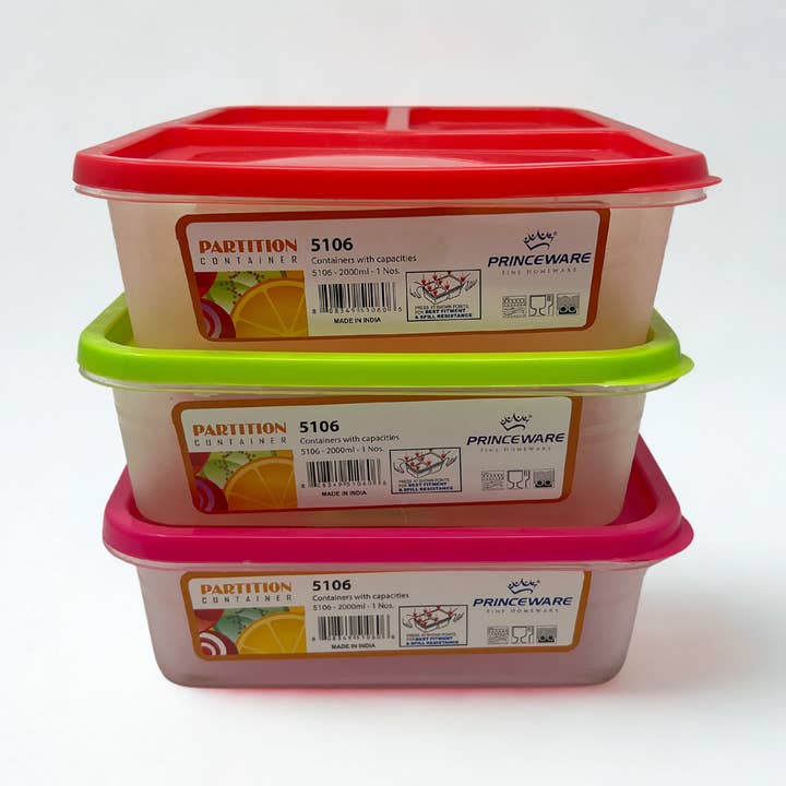 USA HomeMax - Vendita all'ingrosso Contenitori per alimenti - Contenitore per alimenti a 3 scomparti da 2000 ml, colori assortiti0