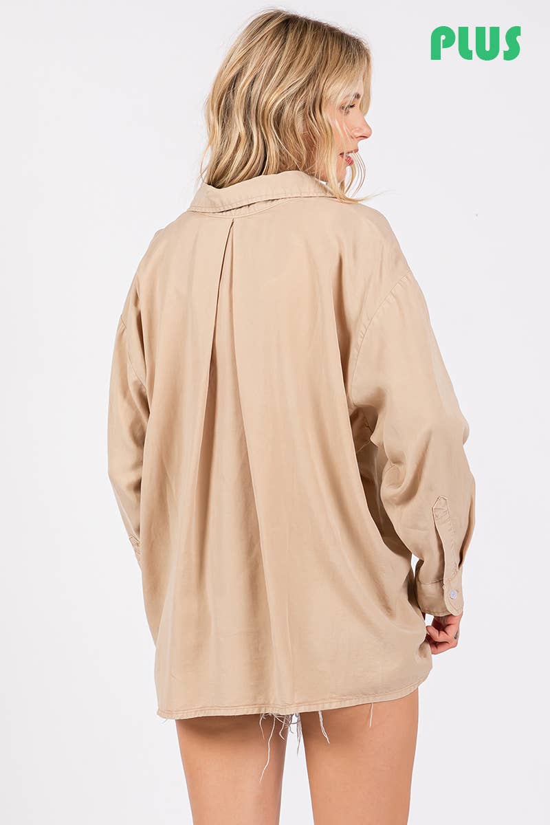 ZiA Apparel - Wholesale Button Down Shirt - Women's - V-NECK LAPEL COLLAR PLUS SIZE SHIRT 15