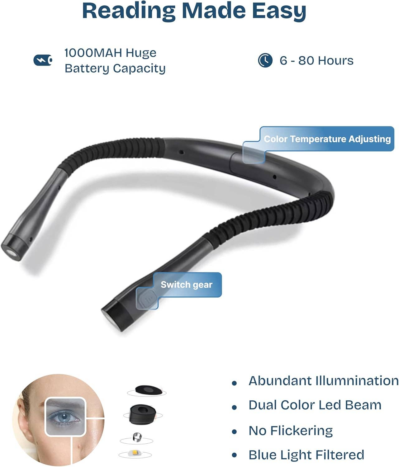 VIGOR – Engroshandel Boglys – Fleksible arme med genopladeligt USB Type-C og lang batterilevetid2