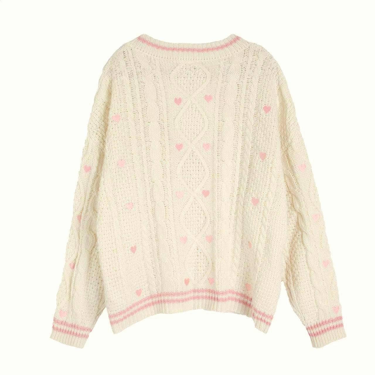 Begie Loose Valentine's Day Heart Knitted Button Cardigan for wholesale on Faire1