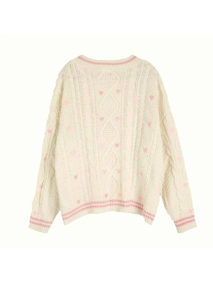 Begie Loose Valentine's Day Heart Knitted Button Cardigan for wholesale on Faire1
