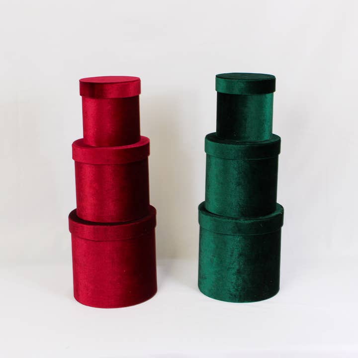 Elegant Design Supply - Wholesale Gift Box - Velvet Round Flower Hat Box with Lid