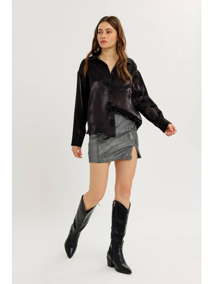 idem ditto - Wholesale Skirt - Women's - FESTIVE ESSENTIAL METALLIC MINI SKIRT WITH FRONT SLIT13