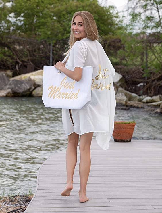 Funky Junque – wholesale Beach bag – Beach Tote - Just Married1