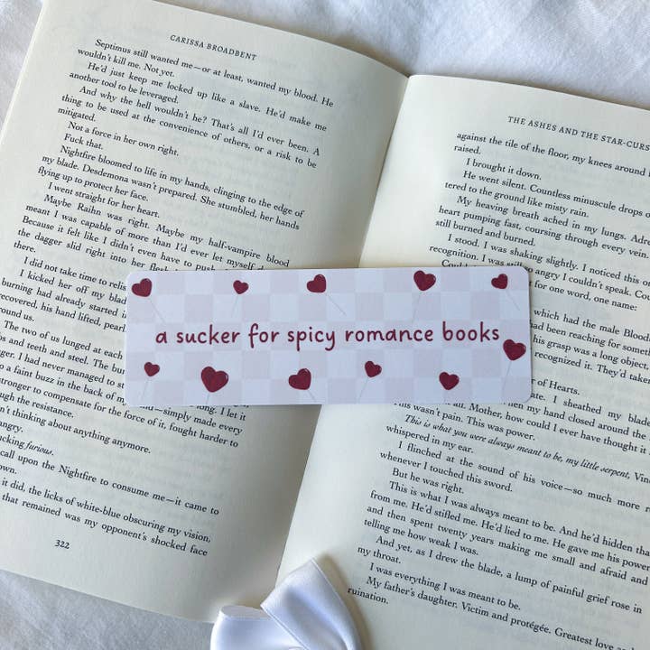 Sucker For Spicy Romance Bookmark for wholesale by Heart & Spine Books