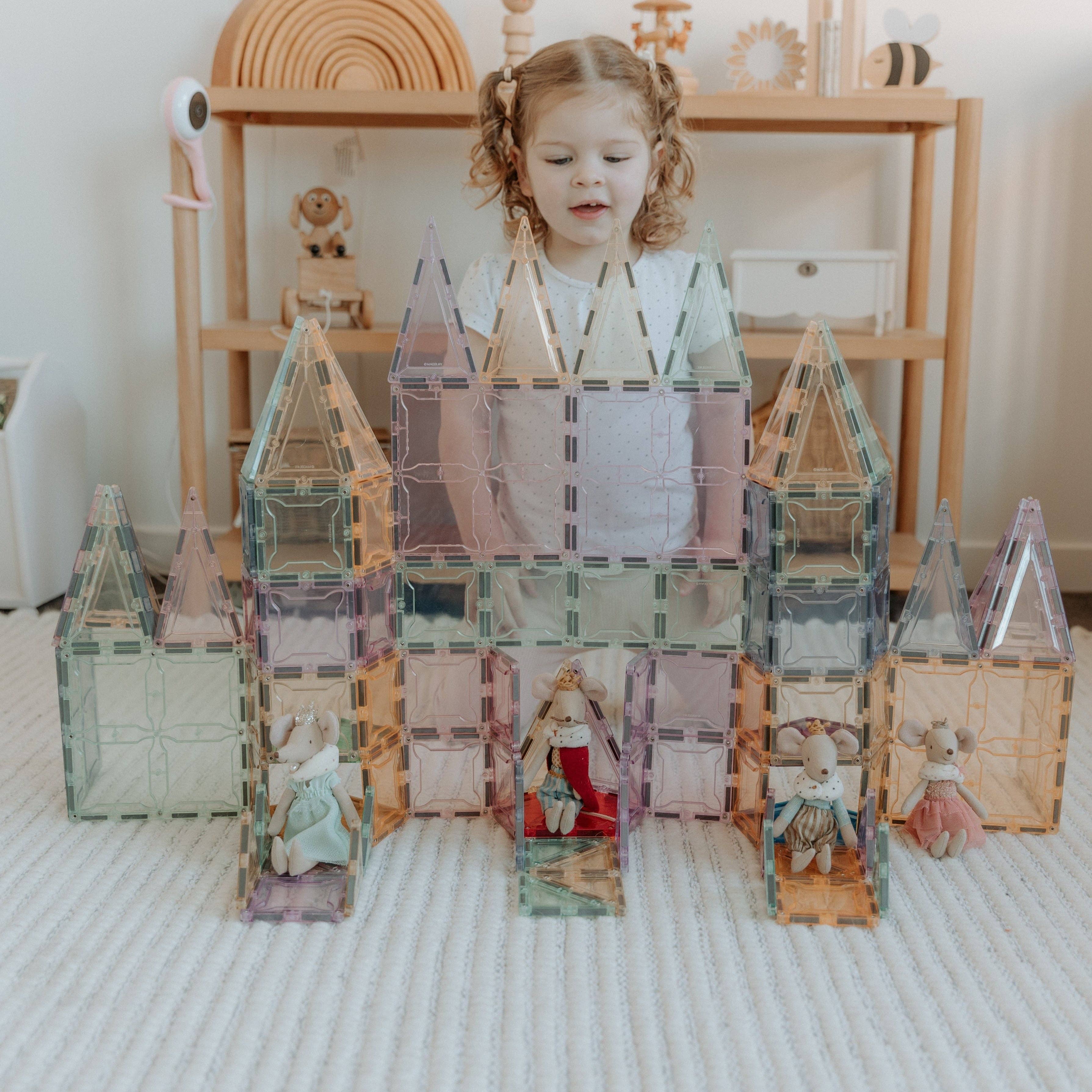 Play Planet - Wholesale Building Set - Kids - 102 Pieces Light Colors Pastel Set Magnetic Tiles | MAGBLOX®10