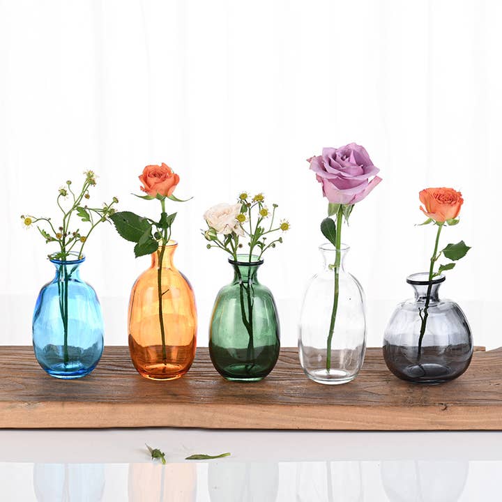 Vase à bourgeons en verre coloré, vases floraux de style simple, ensemble de 3 pour la vente par Sweet Home Deco