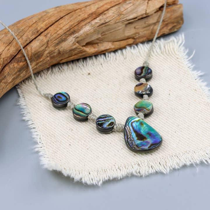 Abalone Hand-Knotted Shell Necklace - Handmade USA for wholesale by The Stitch Alliance