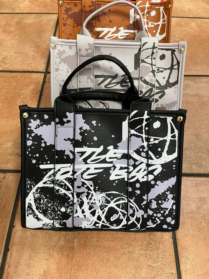 EDGY GRAFFITI THE TOTE BAG PRINT FAUX LEATHER BAG for wholesale by Bestto