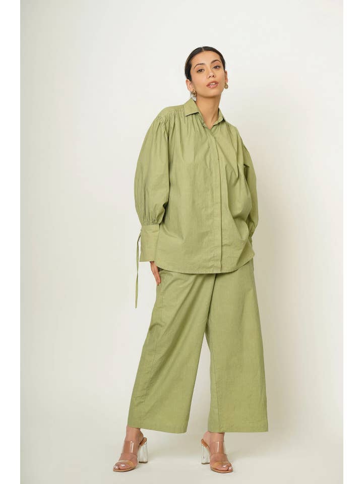 Tailor Didi - Wholesale Button Down Shirt - Women's - Oversized Cotton Collared Tie-Up Sleeve Buttoned Blouse8