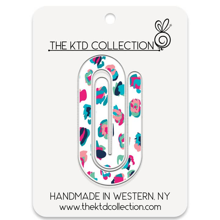 Colorful Cheetah Print Jumbo Acrylic Paper Clip for wholesale by The KTD Collection