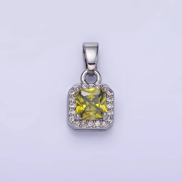 Aim Eternal - Wholesale Individual Charm/Pendant - 14K Gold Filled CZ Micro Paved Edged Square Pendant in Gold & Silver | AA1270 - AA1280