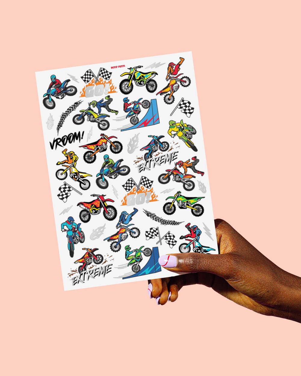 Petit Fetti - Wholesale Temporary Tattoo - Kids - Motocross Tats - 48 foil temporary tattoos1