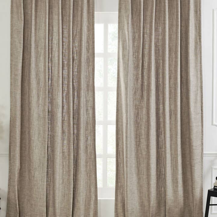 Classic Textured Linen Curtain, Brown for wholesale by India's Heritage