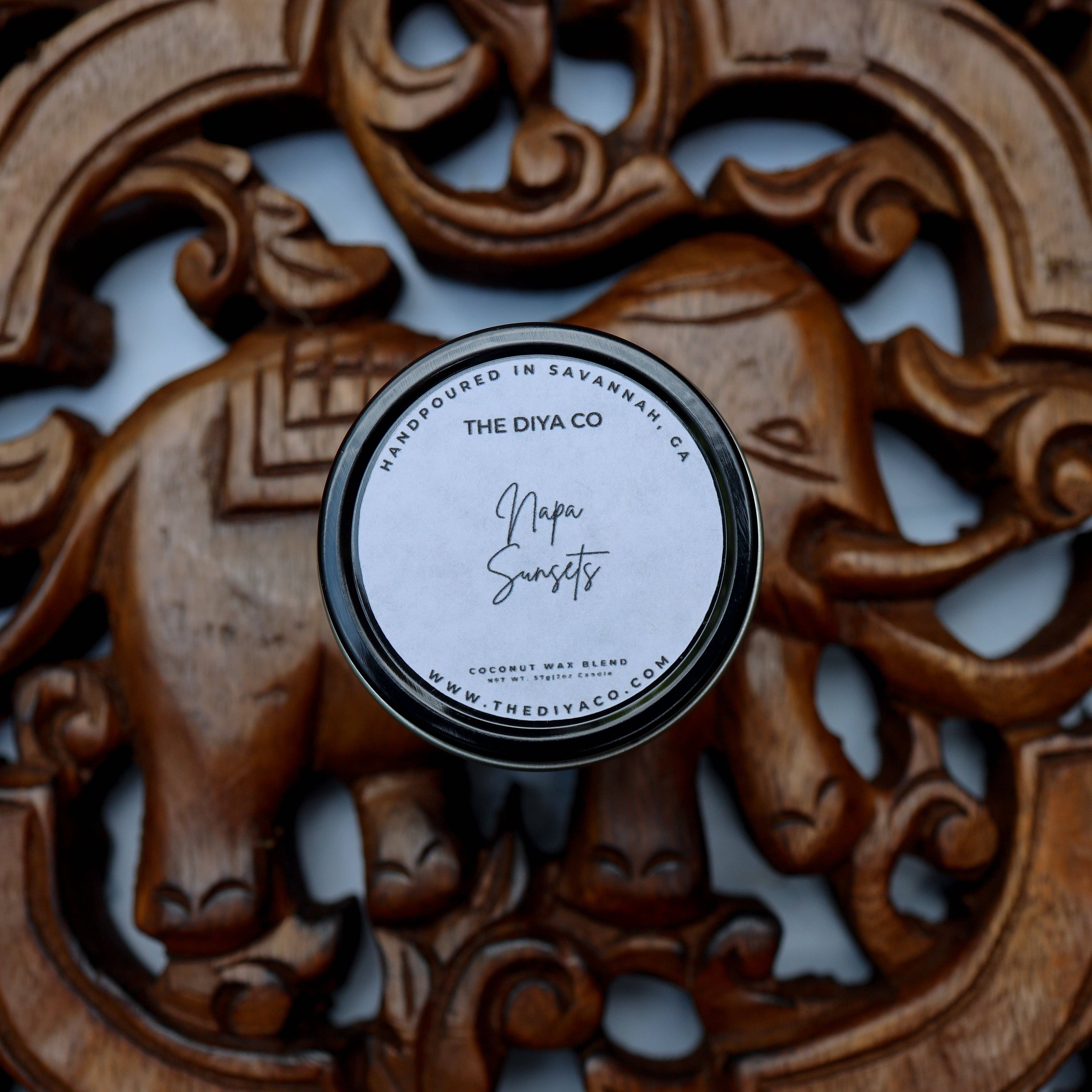 The Diya Co - Wholesale Travel Candles - Mini Tin 2oz Candle |Best Selling Scents |Coconut Soy Wax5