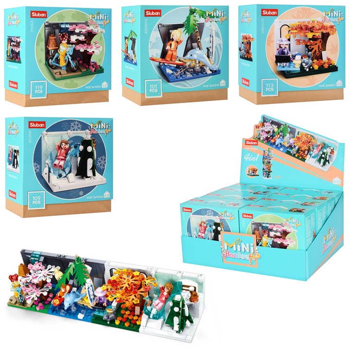 Mini Handicraft Four Seasons Building Brick Display Set for wholesale by Texas Toy Distribution