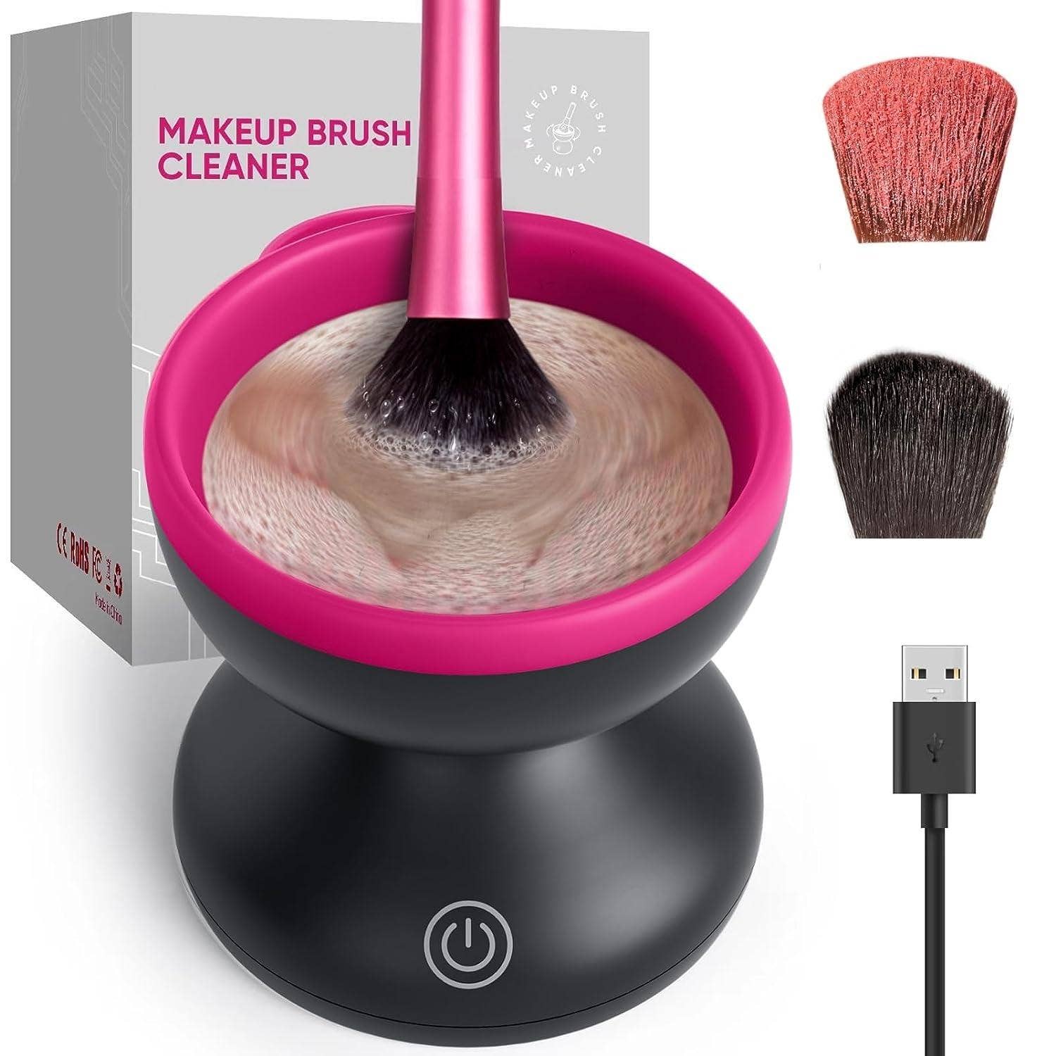 VIGOR - Venta al por mayor Limpiador de brochas de maquillaje - Limpiador eléctrico para brochas de maquillaje con cuenco de silicona grande14
