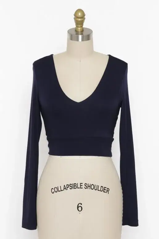 Final Touch - Venta al por mayor Jersey corto de punto - Mujer - Top Corto de Doble Capa con Escote en V - T301623