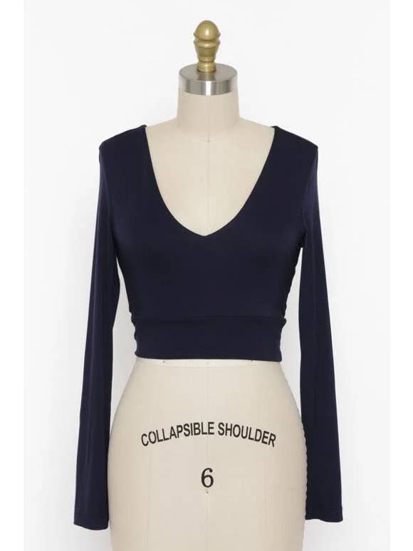 Final Touch - Venta al por mayor Jersey corto de punto - Mujer - Top Corto de Doble Capa con Escote en V - T301623