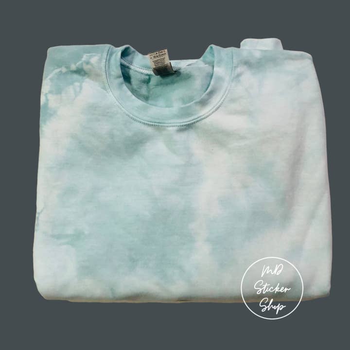 Blue Sky Tie Dye Blank Crewneck Sweatshirt for wholesale by MDStickerShop