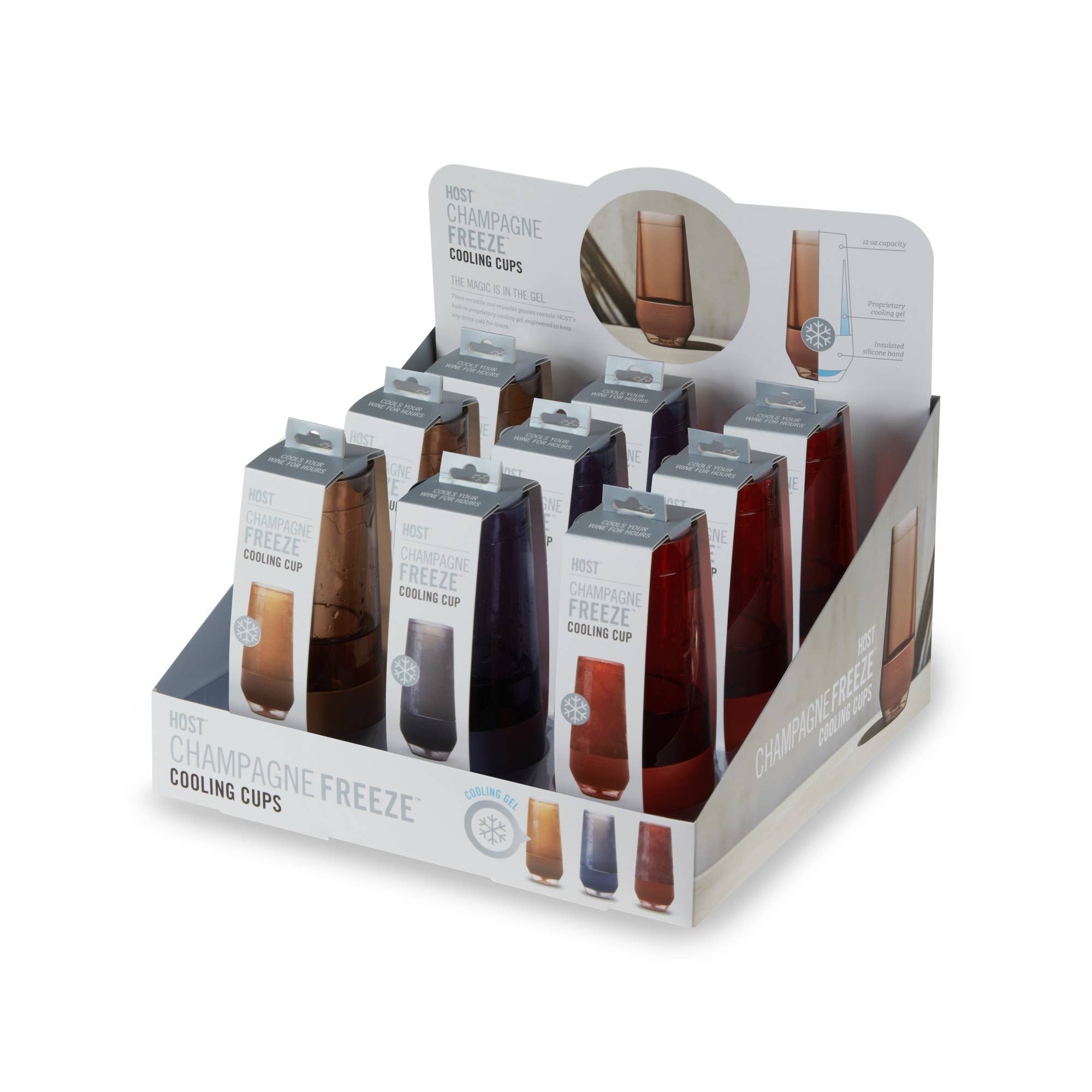 Multicolore Gobelet de Refroidissement Champagne FREEZE en Couleurs Assorties CDU de 9 en vente sur Faire