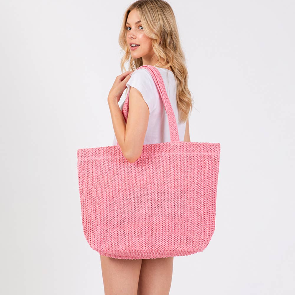 Sensibling Corp. - Wholesale Beach Bag - Solid Crochet Straw Tote Bag / Beach Bag
16