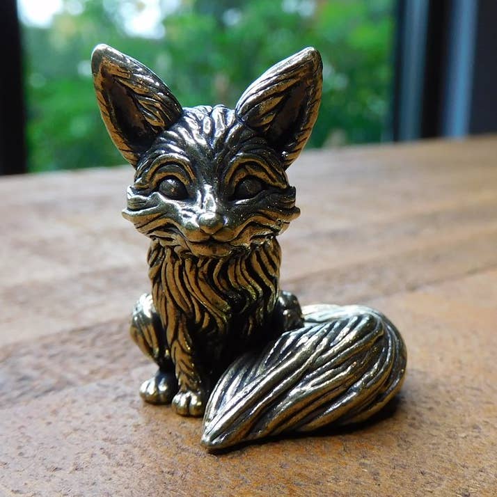Small Brass Fox Figurine for wholesale by Superior Stones & Gifts INTL LLP