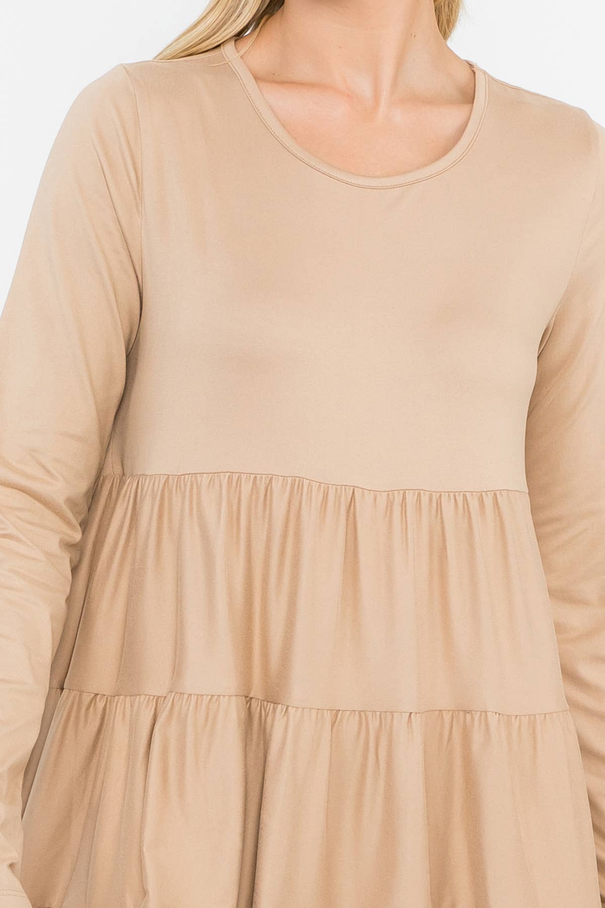 You & Me - Wholesale Tuniek - Dames - YMT20005V-STEVIGE GELAAGDE TOP MET LANGE MOUWEN24