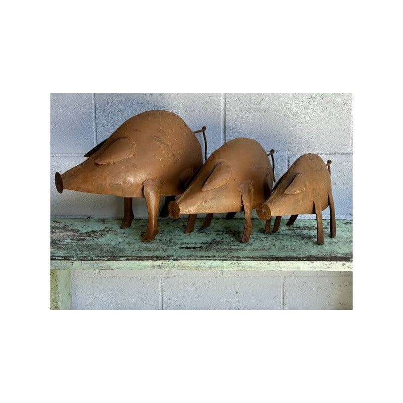 Paloma Black (Casa Natura Design, S.L.) - Wholesale Decorative Figurine - Set Of 3 Recycled Metal Decorative Pig Statues0
